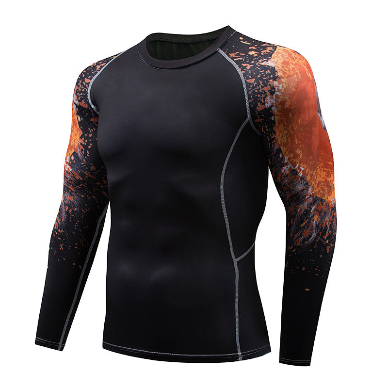 Mens Elastic Sport Training Quick Drying Printing Tops