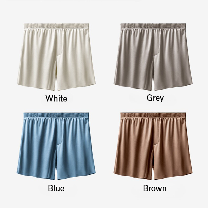 Men's Ice Silk Seamless Boxer Shorts Loose Fit Lounge Underwear
