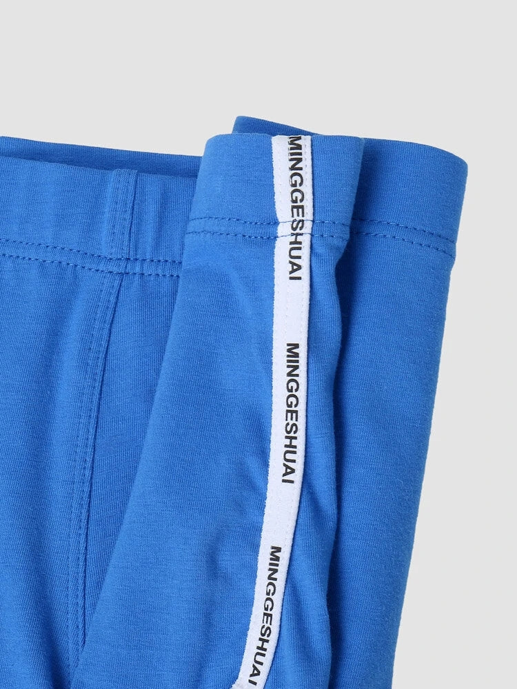 Men's Letter Trim Applique Cotton Trunks