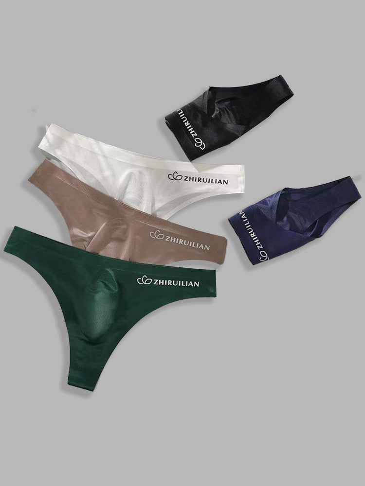 4-pack Men's Sexy Solid Color Letter Seamless Thong