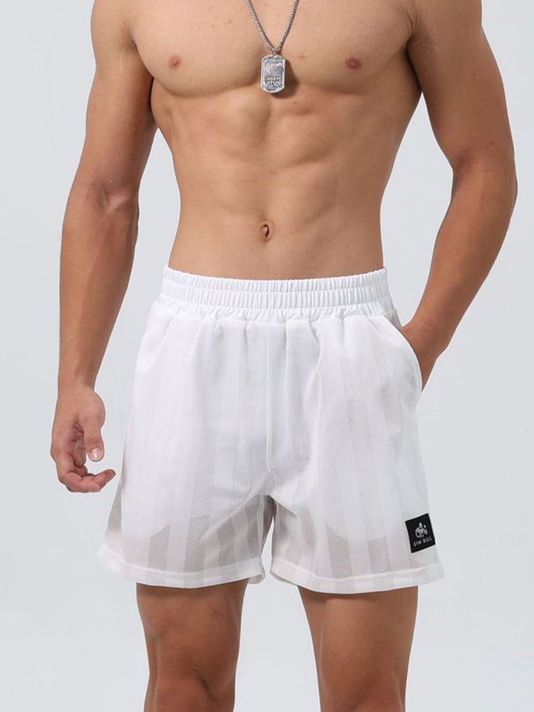 Men's Mesh-Lined Double-Layer Sports Fitness Breathable Sweat-Wicking Quick-Dry Shorts