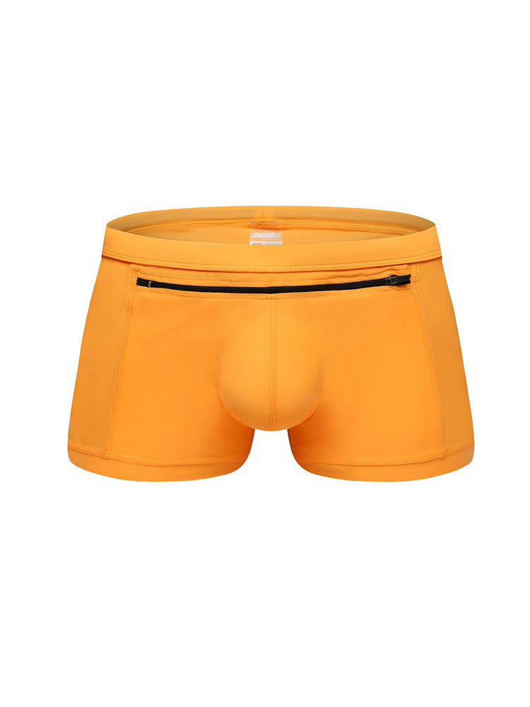 Men's Zippered Pocket Swim Brief And Trunk