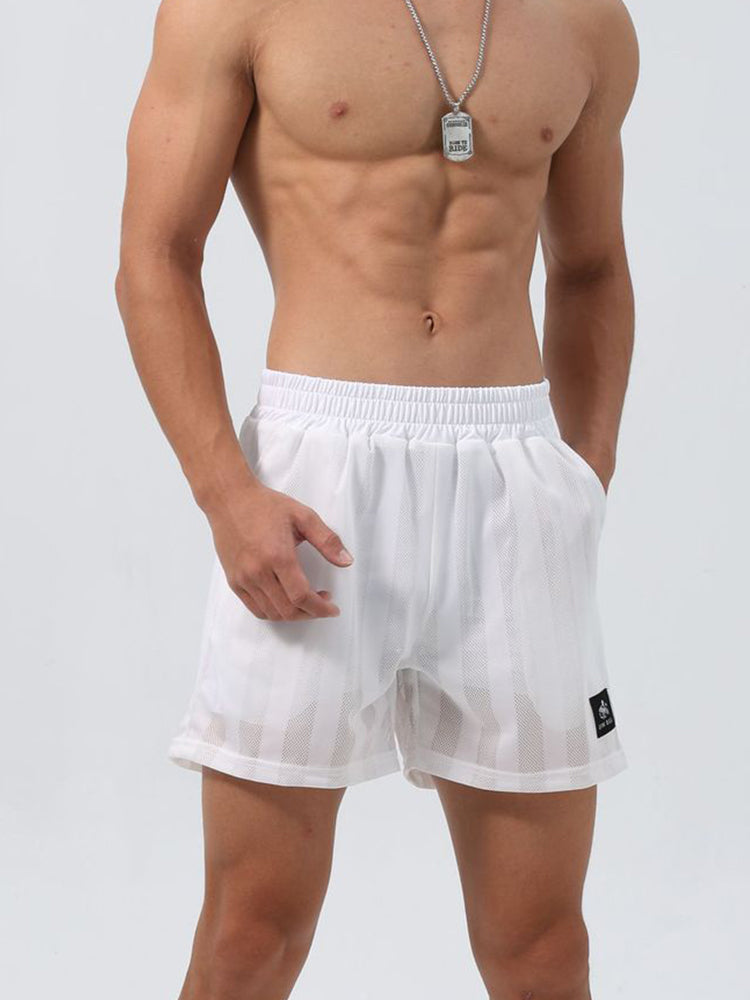 Men's Mesh-Lined Double-Layer Sports Fitness Breathable Sweat-Wicking Quick-Dry Shorts