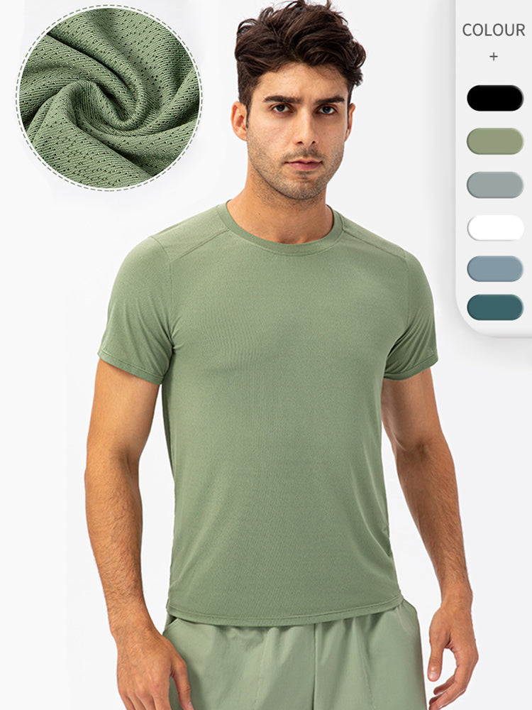Men's Comfortable Round Collar Breathable Fitness Short Sleeve