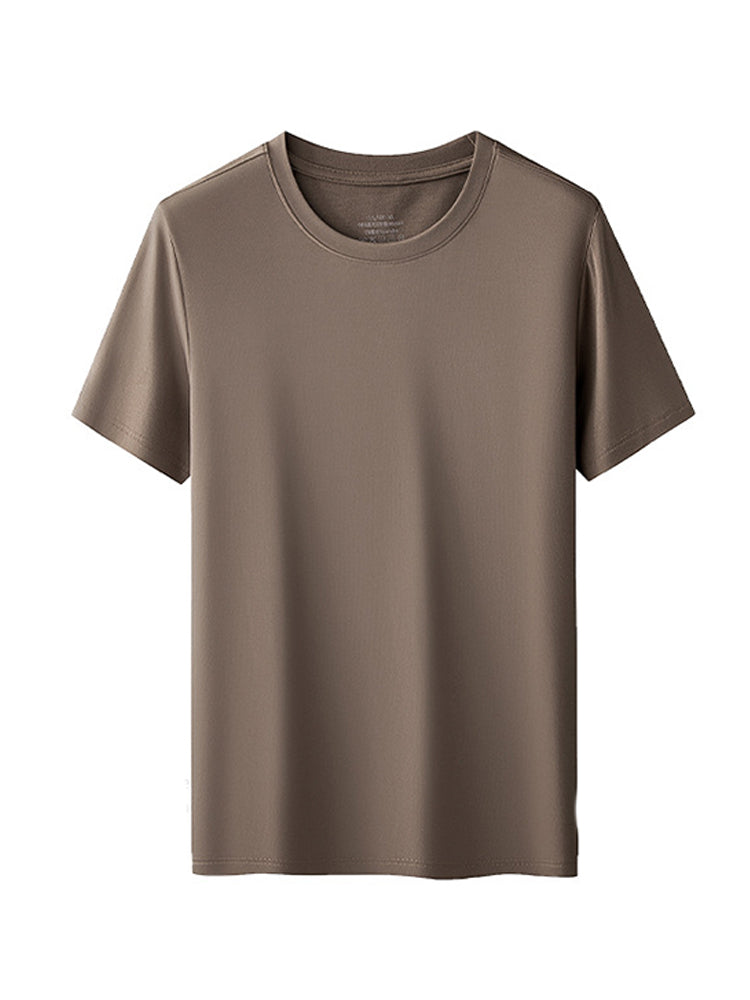 Modal Summer Short Sleeve T-Shirt Men Crew Neck Solid Color Casual Underwear Mens Clothing