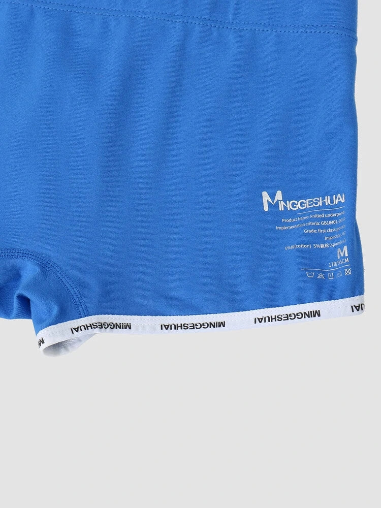 Men's Letter Trim Applique Cotton Trunks