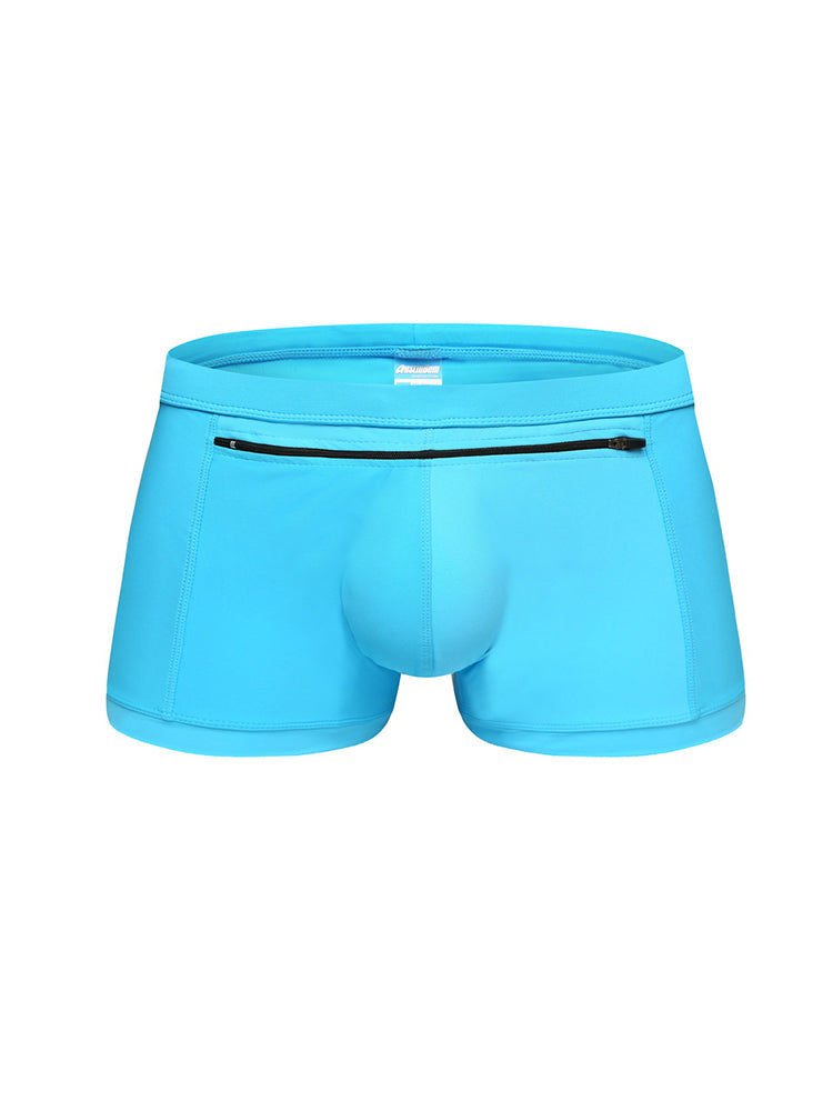 Men's Zippered Pocket Swim Brief And Trunk
