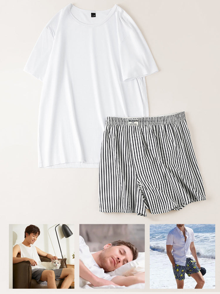 Men's Thin Loose Striped Arrow Pants Breathable Shorts Comfortable Casual Boxer Briefs