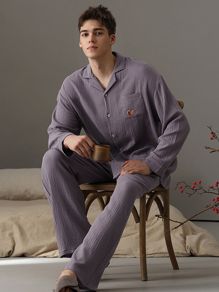Autumn and Winter Loose Couple Cotton Pajamas Sets