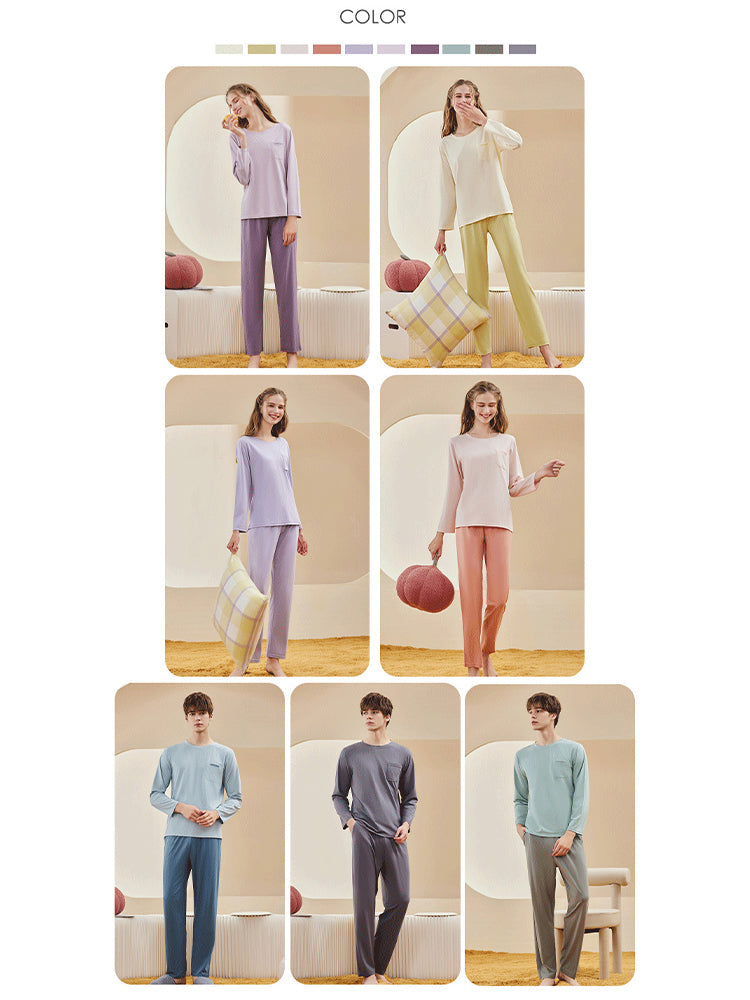 Comfortable Modal Cotton Long Sleeve Couple Pajama Set