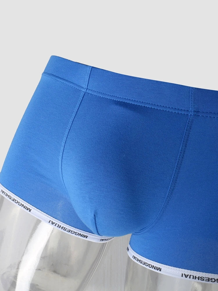 Men's Letter Trim Applique Cotton Trunks