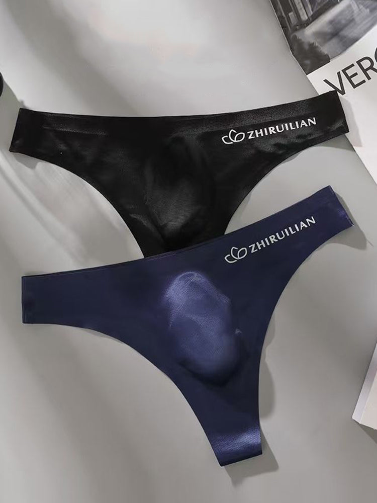 4-pack Men's Sexy Solid Color Letter Seamless Thong