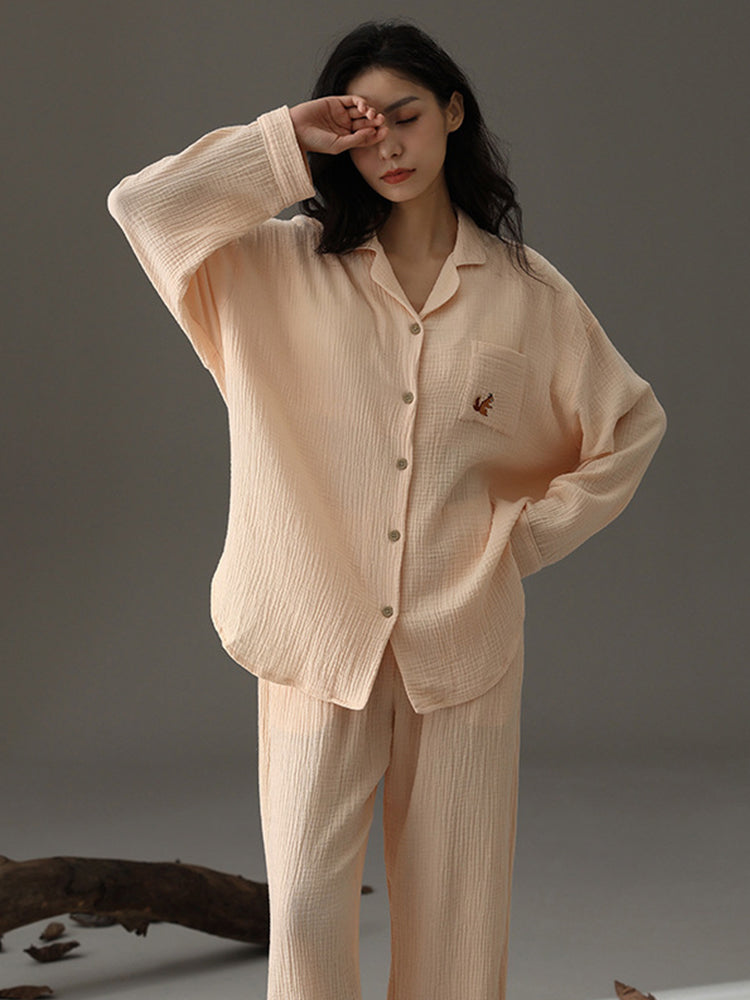 Autumn and Winter Loose Couple Cotton Pajamas Sets