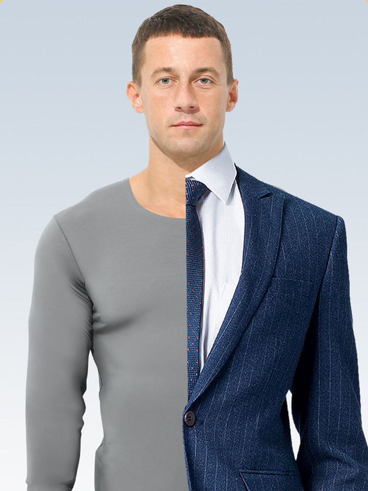 Men's Seamless Double-sided Round Neck Thermal Underwear Set