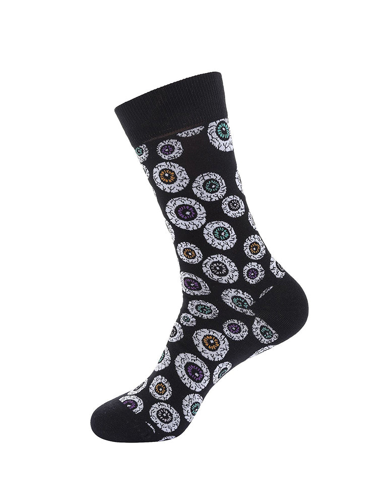 4 Pairs Pumpkin Personality Skeleton Cartoon Trendy Cotton Crew Socks