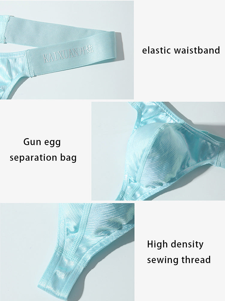3 Pack Men's Low Waist Transparent Sexy Large Pouch Ice Silk Thong