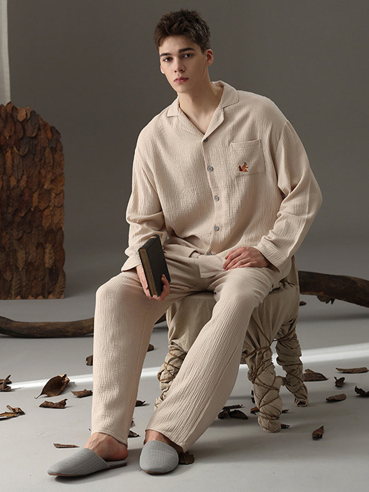 Autumn and Winter Loose Couple Cotton Pajamas Sets