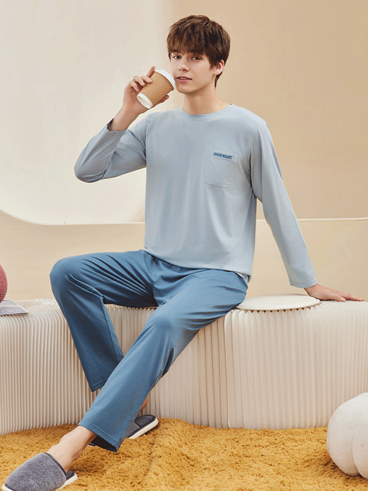 Comfortable Modal Cotton Long Sleeve Couple Pajama Set
