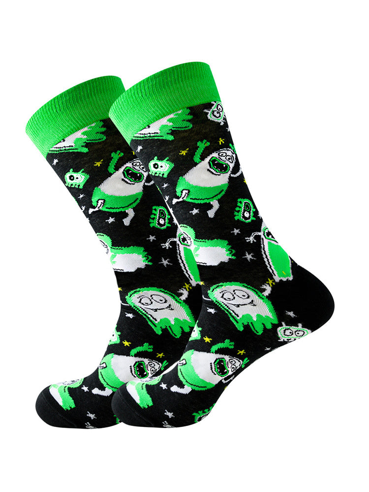 5 Pairs Halloween Skeleton. Alien. Pumpkin Monster Crew Socks
