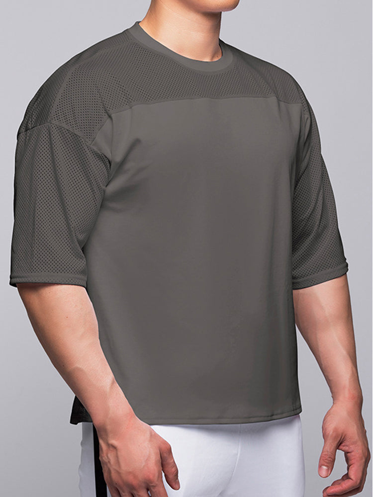 Men's Stretchy Breathable Mesh Short-Sleeve Shirt Sports Running Casual Top T-Shirt