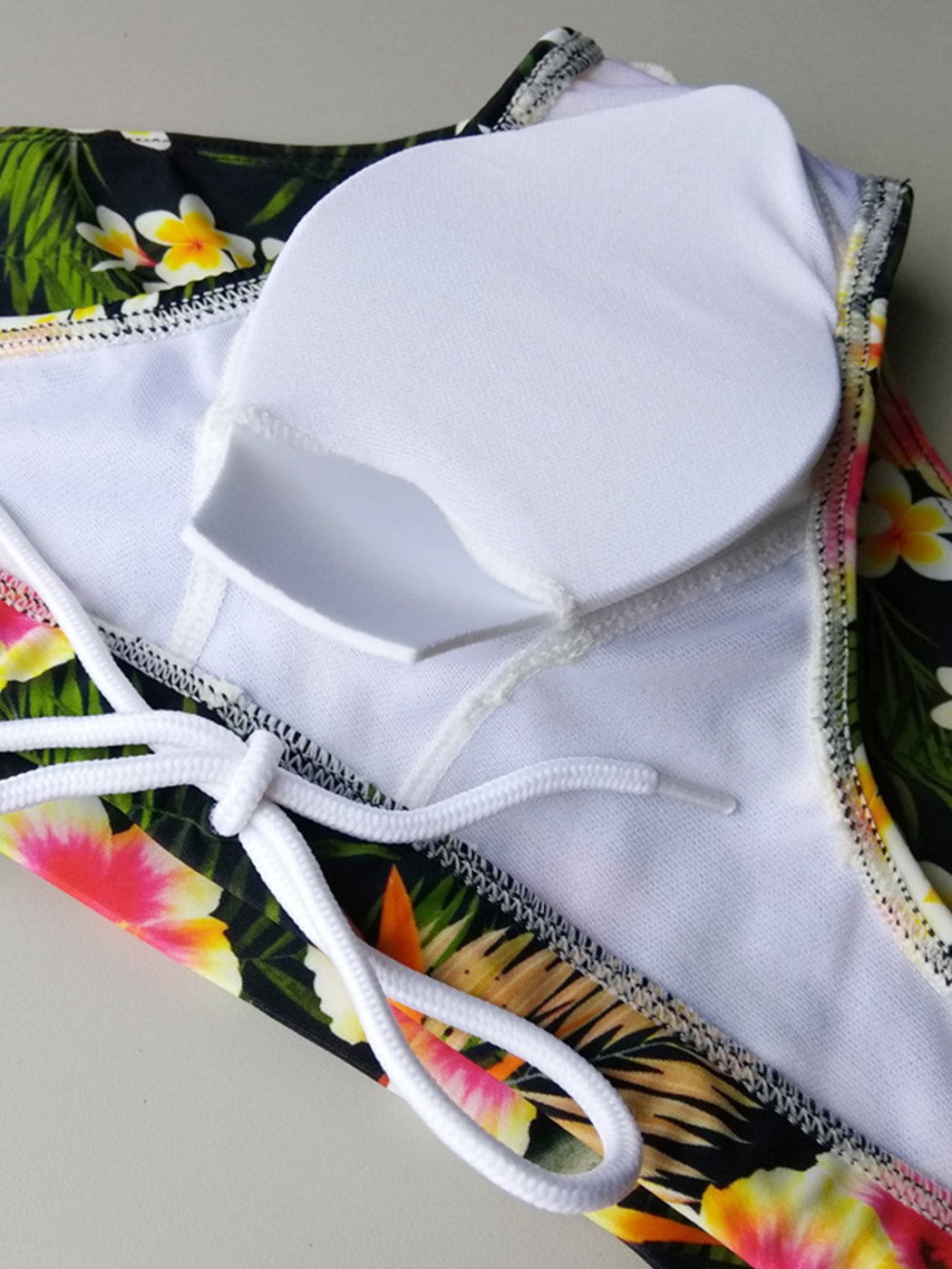 Men's Floral Print Swim Briefs With Removable Pad