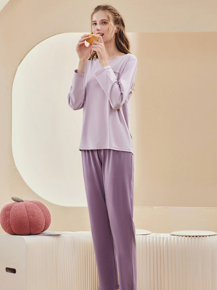 Comfortable Modal Cotton Long Sleeve Couple Pajama Set