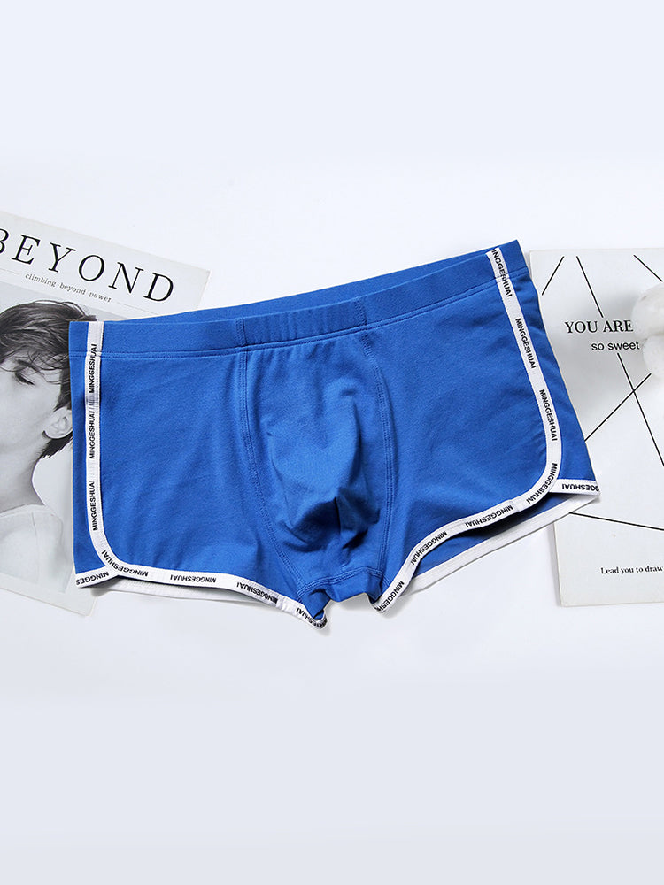 Men's Letter Trim Applique Cotton Trunks