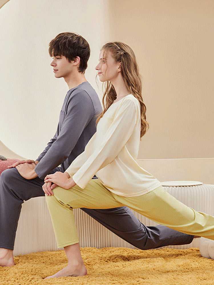 Comfortable Modal Cotton Long Sleeve Couple Pajama Set