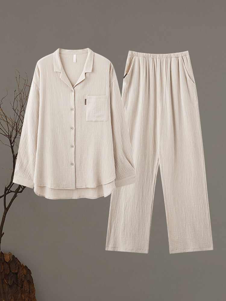 Autumn and Winter Loose Couple Cotton Pajamas Sets