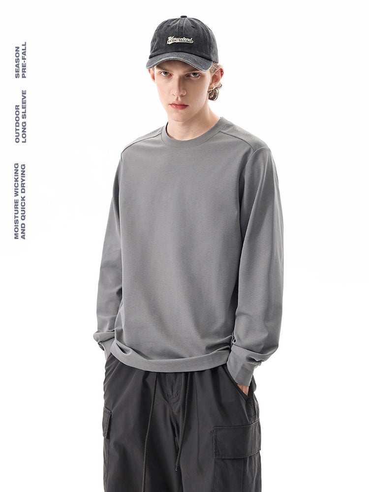 Outdoor Long-Sleeve Sweat-Wicking Quick-Dry Simple Loose Unisex Sports Top