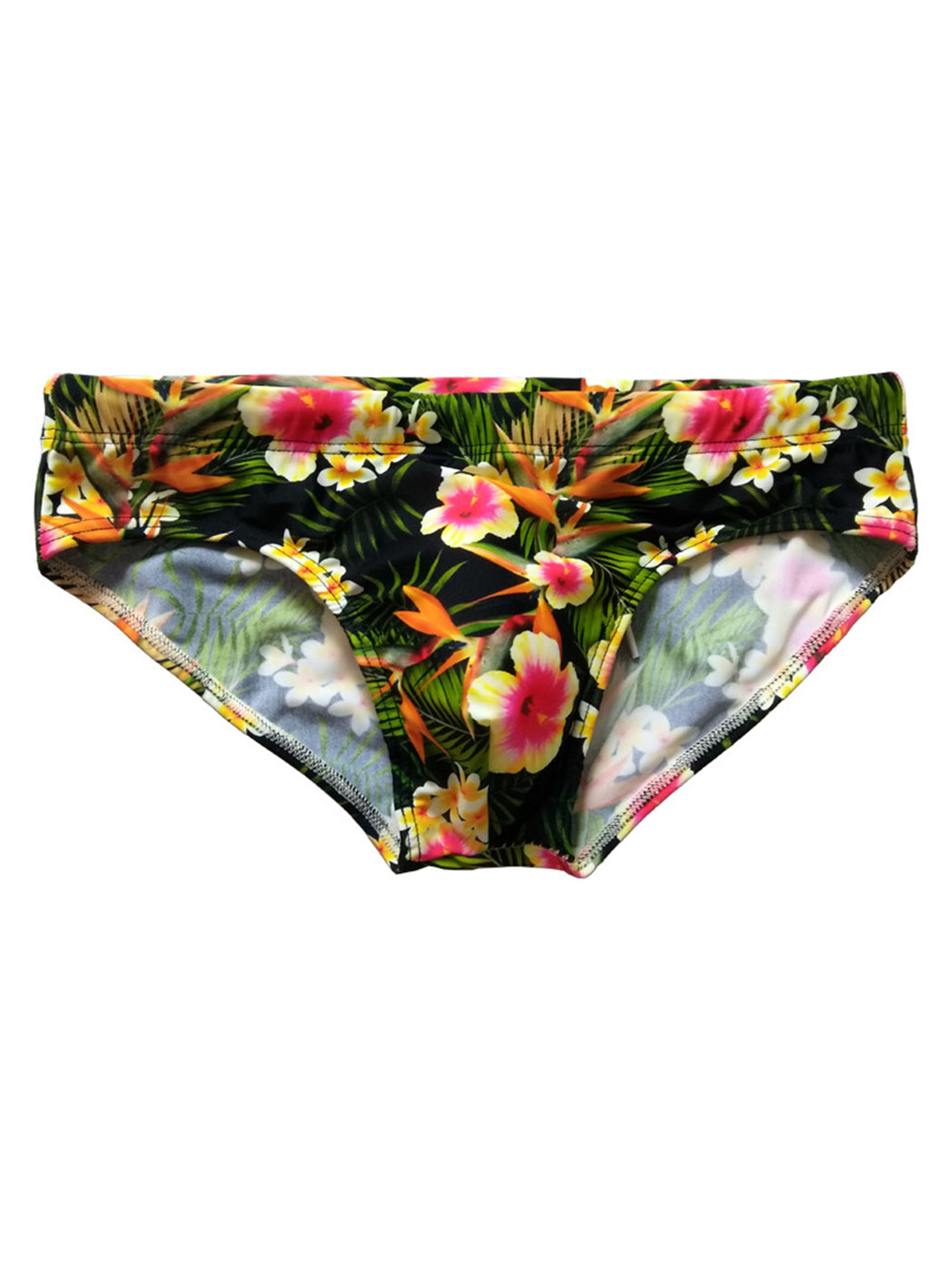 Men's Floral Print Swim Briefs With Removable Pad