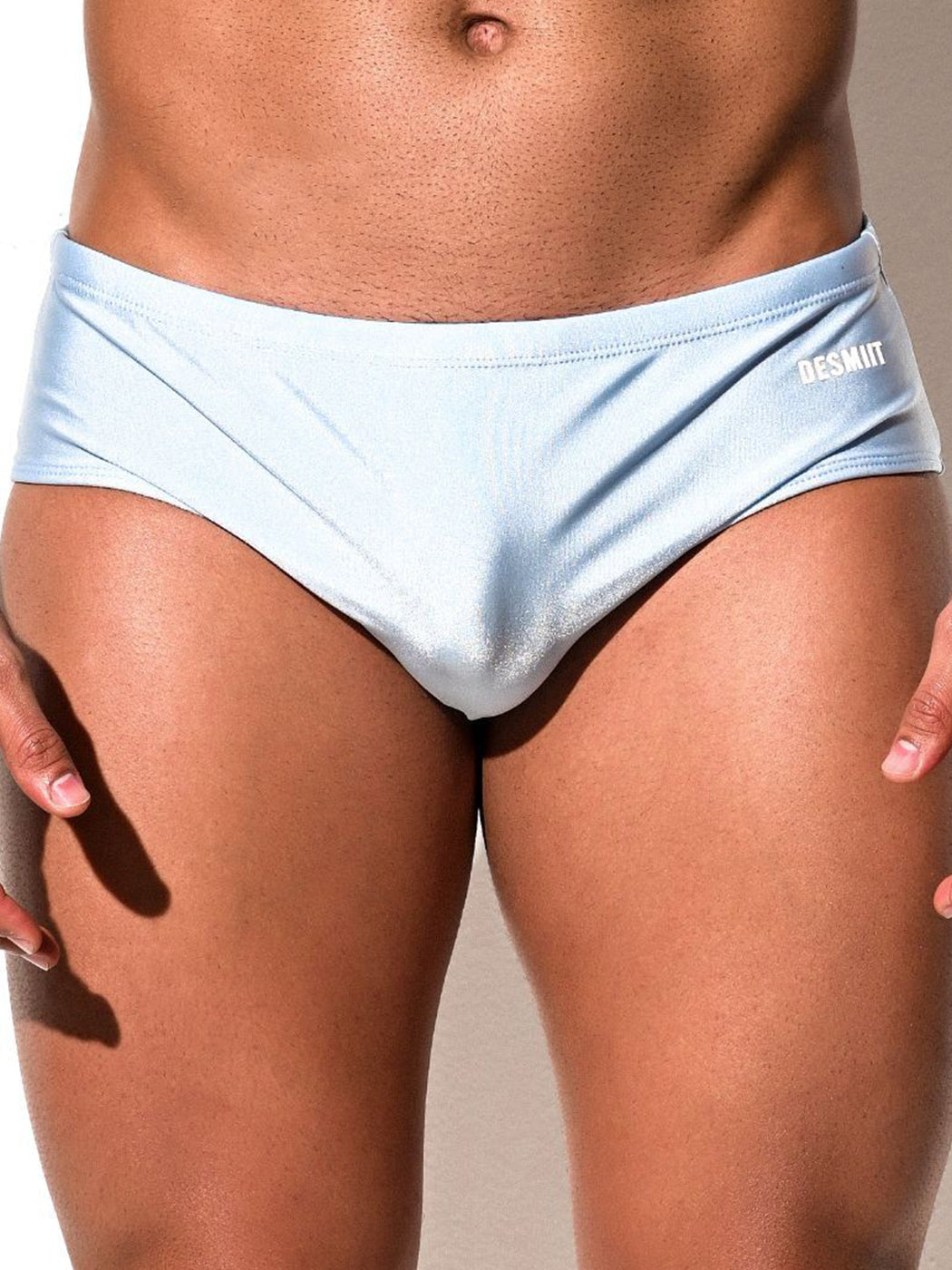 Men's Shiny Solid Color Swim Briefs