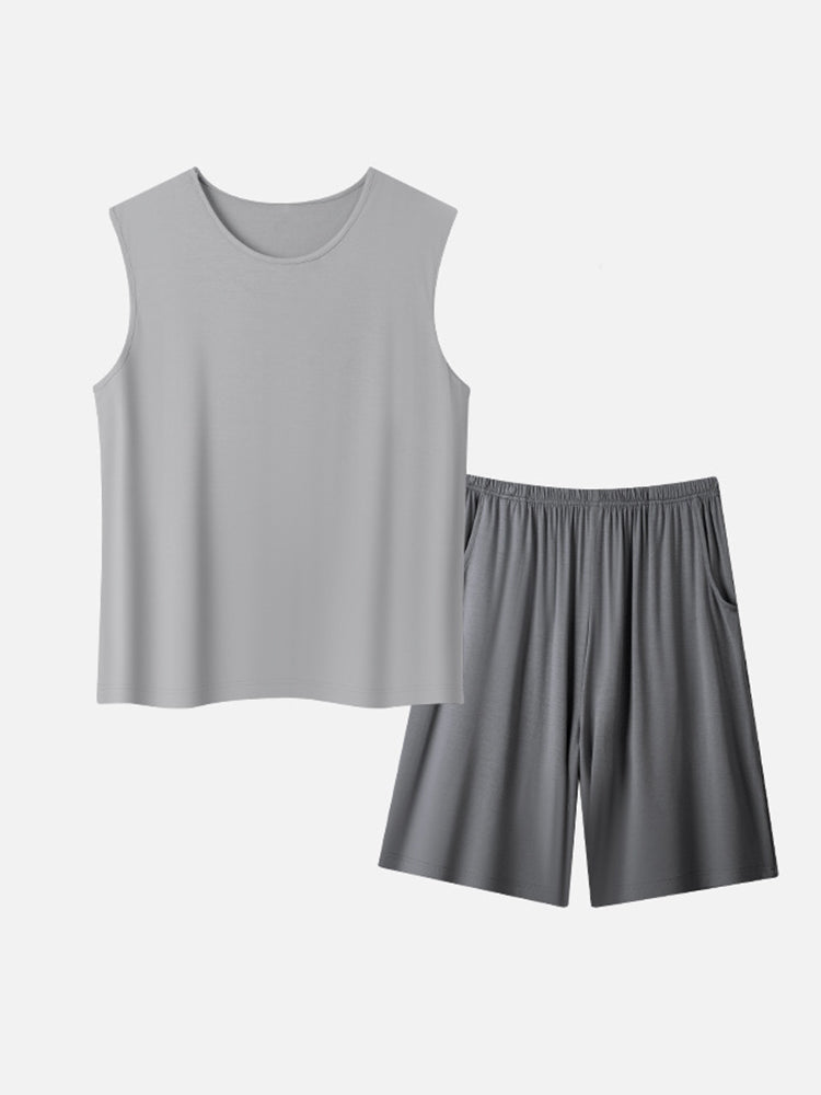 Men's Summer Modal Ice Silk Home Wear Pajama Set