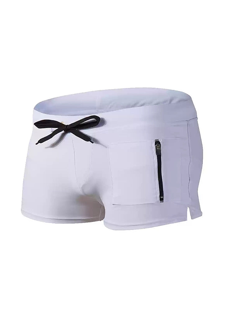 Men's Solid Color Breathable Stretch Swim Trunks