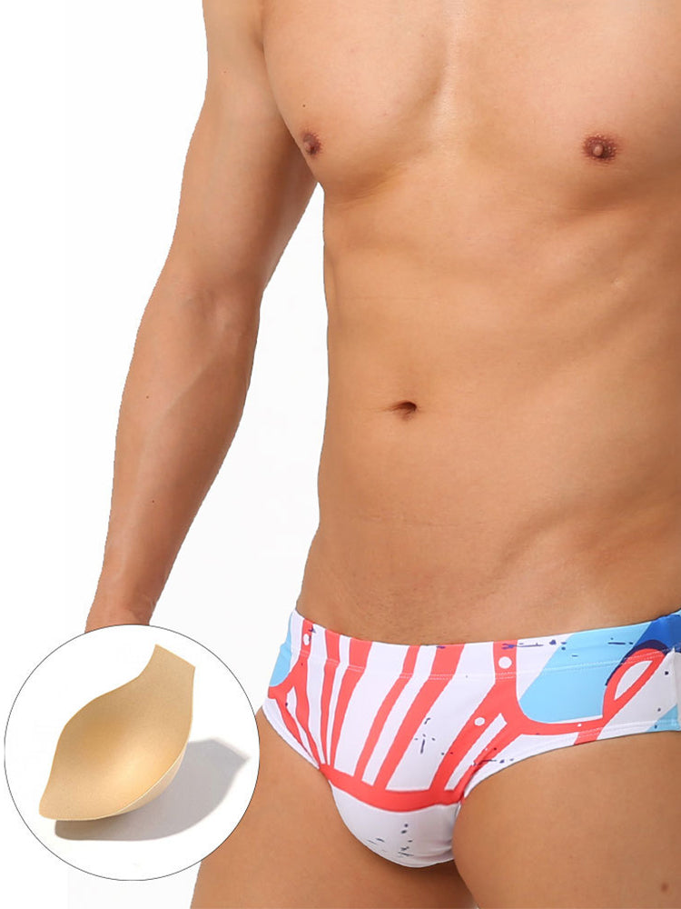 Men's Trendy Swim Beach Briefs with Built-in Cup