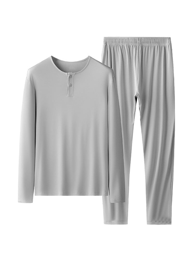 60S Modal Men's Solid Color Pajama Set | Comfortable Casual Wear for All Seasons