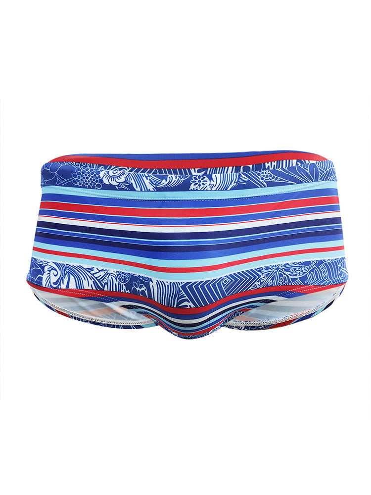 Men's Striped Trunk Square Leg Swimsuit