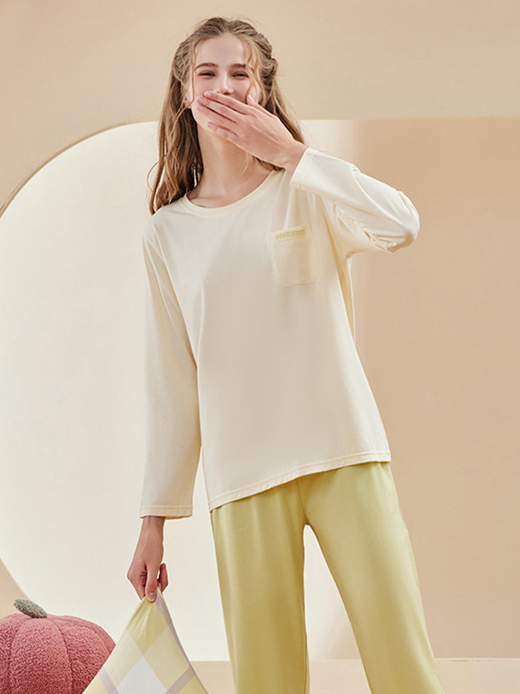 Comfortable Modal Cotton Long Sleeve Couple Pajama Set