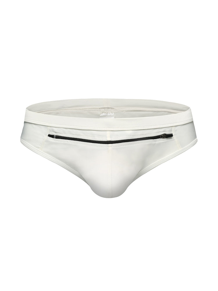 Men's Zippered Pocket Swim Brief And Trunk