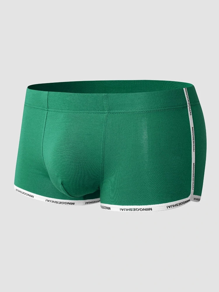 Men's Letter Trim Applique Cotton Trunks