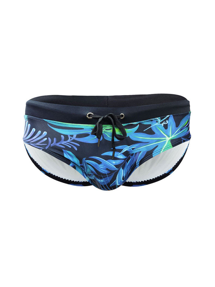 Men's Retro Print Casual Beach Swim Briefs