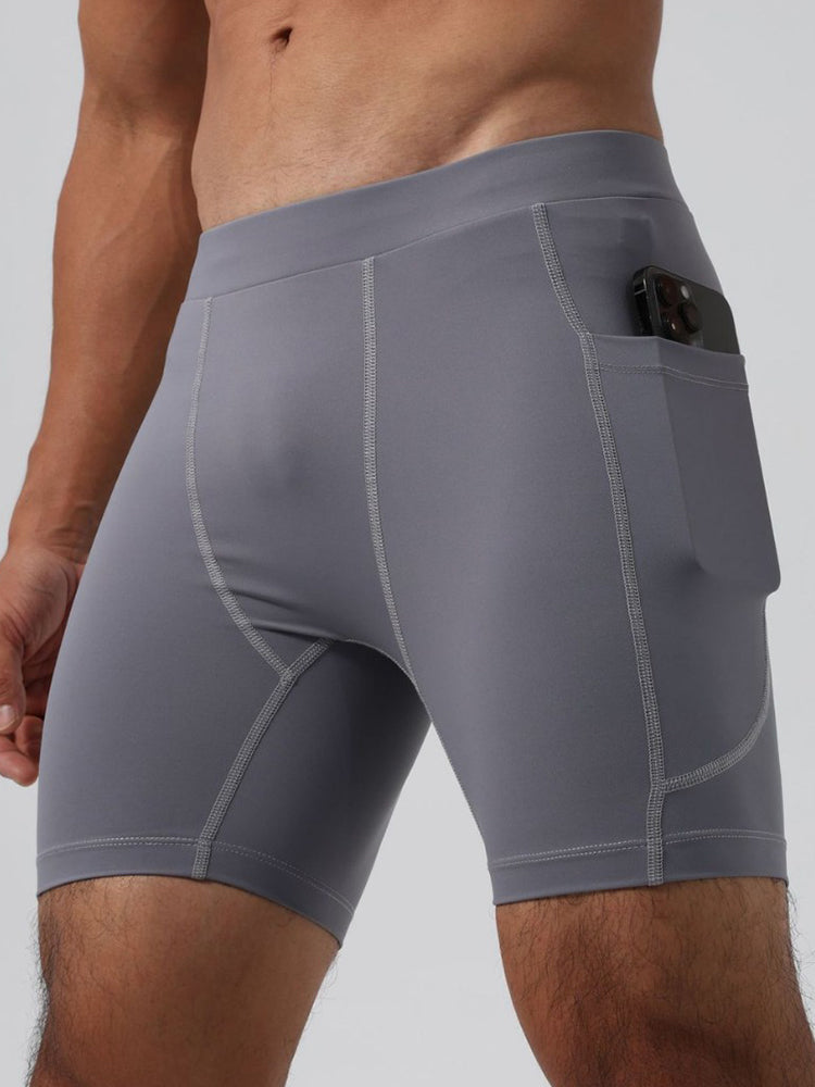 Men's Ultra-Stretch Sharkskin Ice Silk Compression Pants with Pocket