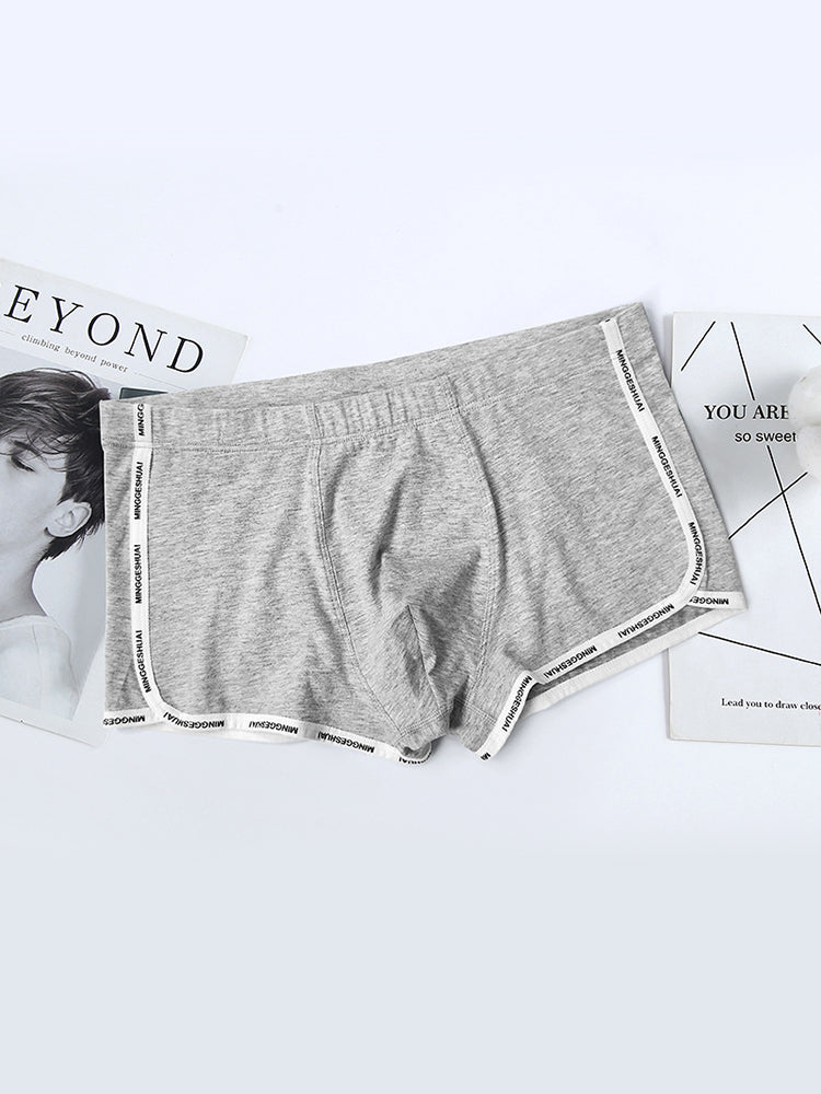 Men's Letter Trim Applique Cotton Trunks