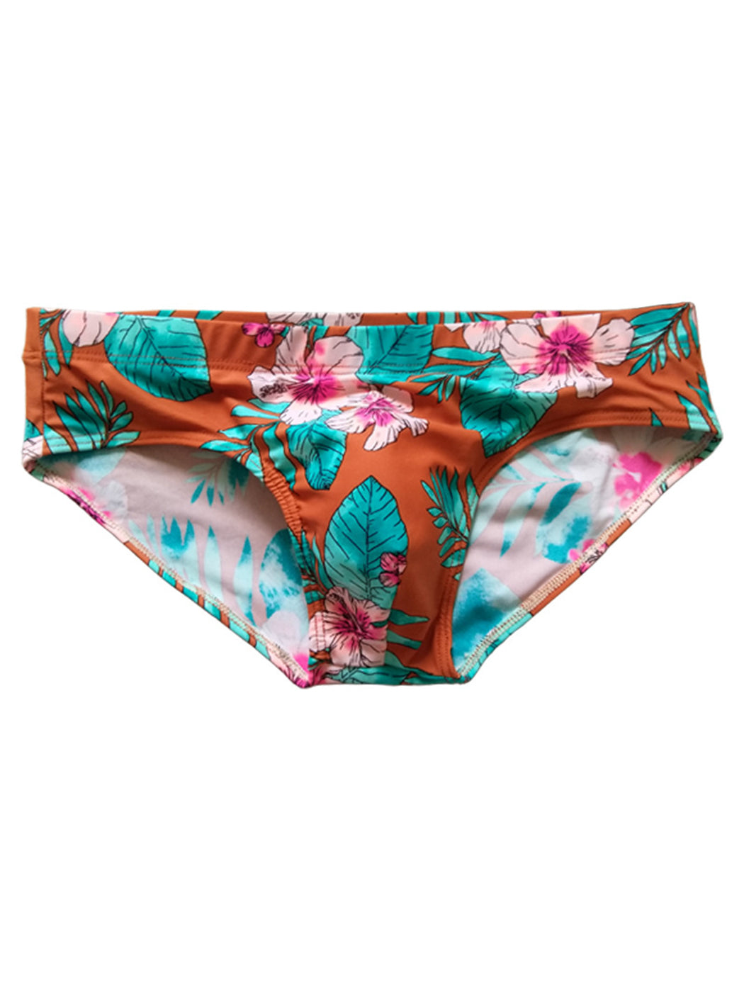 Men's Floral Print Swim Briefs With Removable Pad