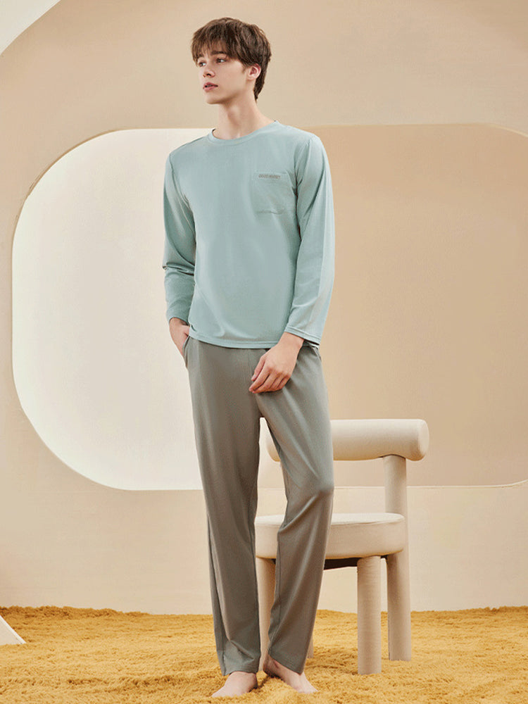 Comfortable Modal Cotton Long Sleeve Couple Pajama Set