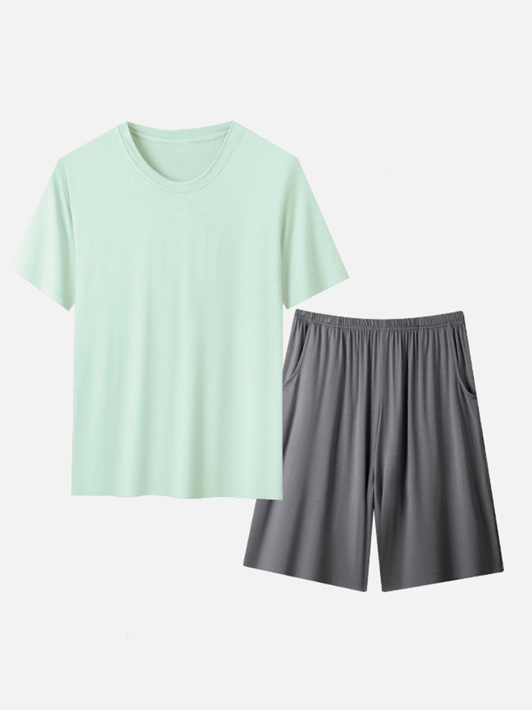 Men's Summer Modal Ice Silk Home Wear Pajama Set