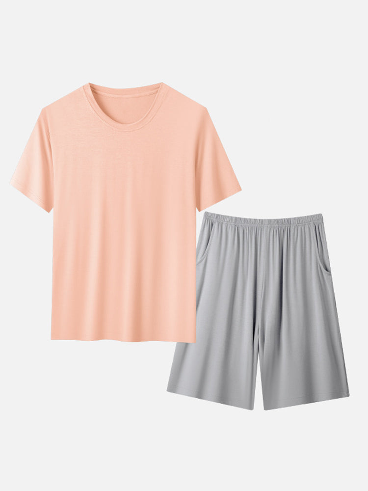 Men's Summer Modal Ice Silk Home Wear Pajama Set