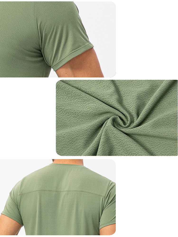 Men's Comfortable Round Collar Breathable Fitness Short Sleeve