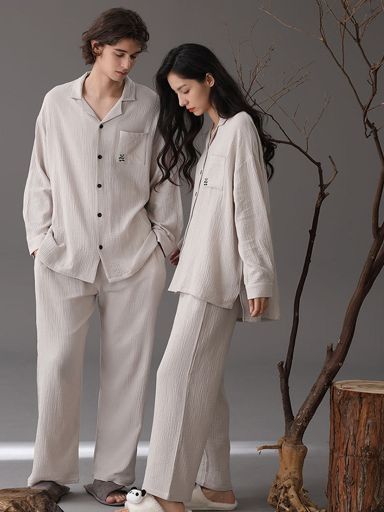 Autumn and Winter Loose Couple Cotton Pajamas Sets