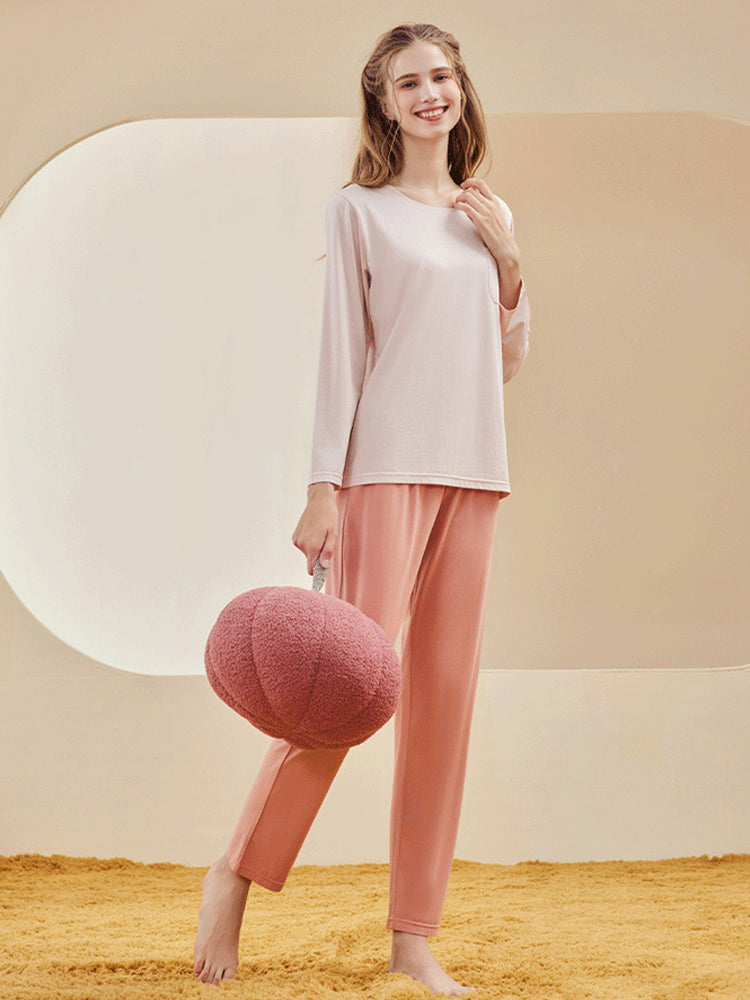 Comfortable Modal Cotton Long Sleeve Couple Pajama Set